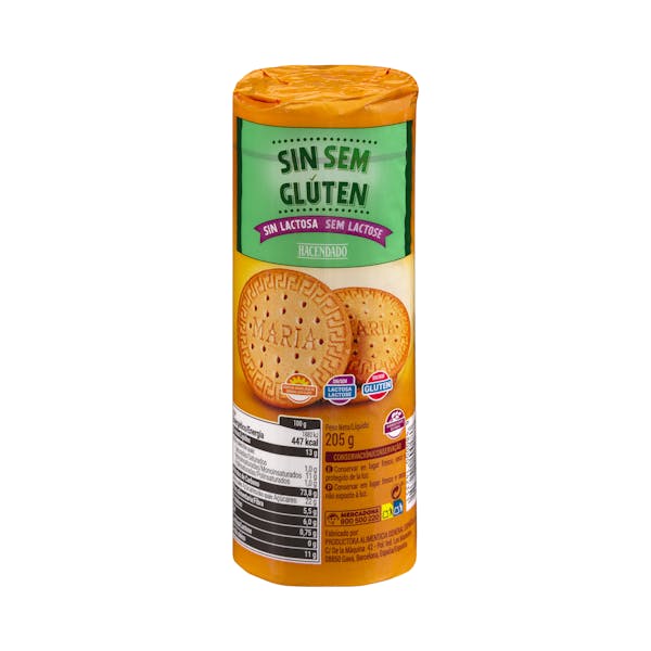 Galletas María sin gluten y sin lactosa Hacendado