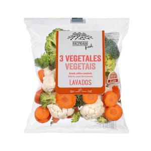 3 Vegetales para microondas lavados