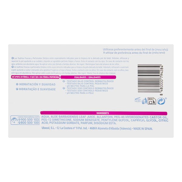 Toallitas bebé frescas & perfumadas Deliplus