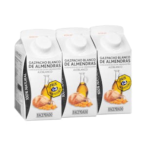 Gazpacho blanco de almendras Hacendado con ajo blanco