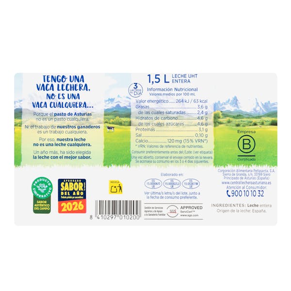 Leche entera Asturiana