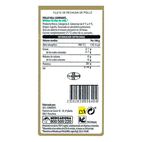 Solomillos de pollo certificado alimentado con un 50% de maíz