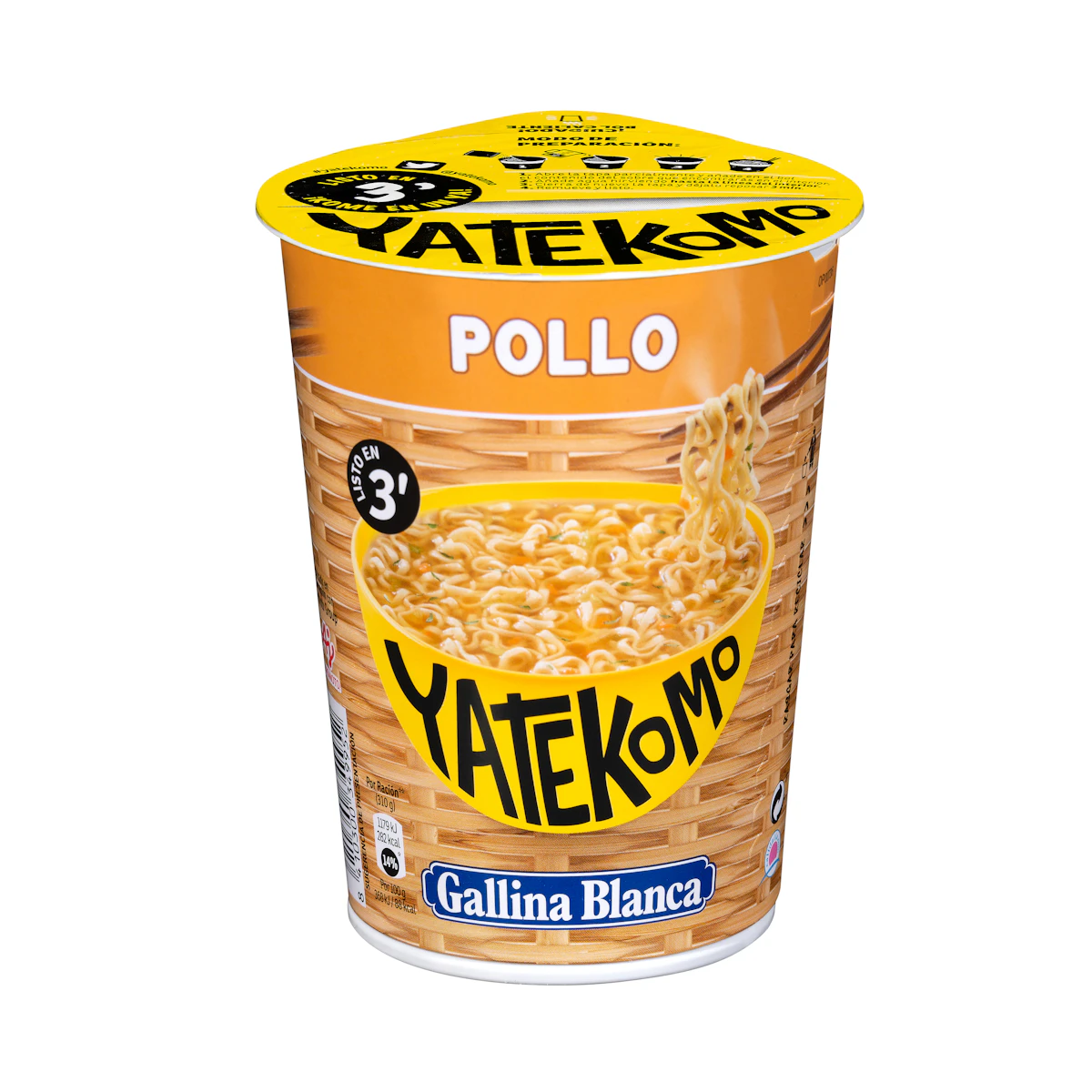 Fideos orientales Yatekomo sabor pollo Gallina Blanca – Mercadona – صورة إعلانية للمنتج