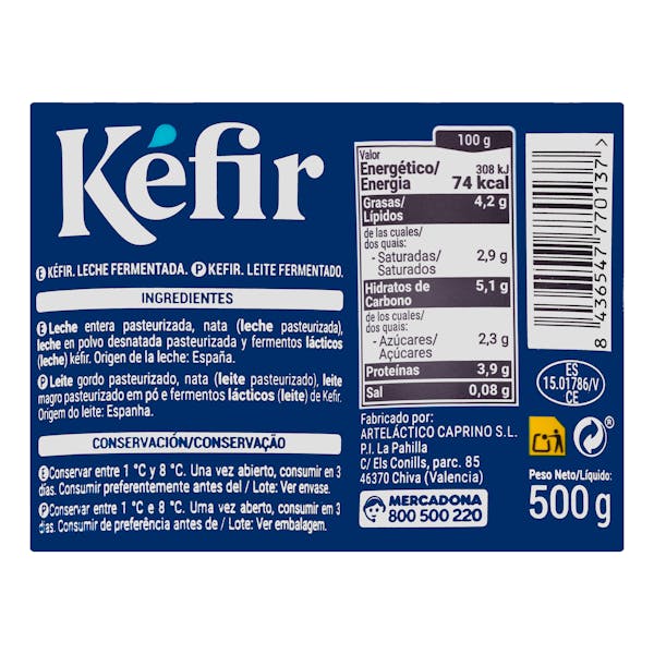Kéfir natural sabor suave