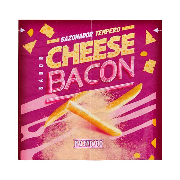 Sazonador sabor queso y bacon Hacendado para patatas, snacks, carnes y