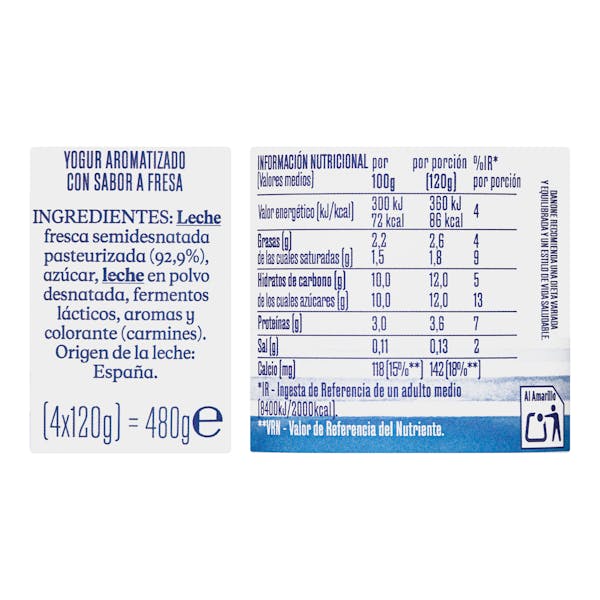 Yogur sabor fresa Danone