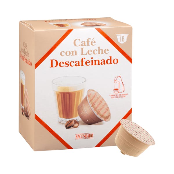 Café con leche en cápsula descafeinado Hacendado