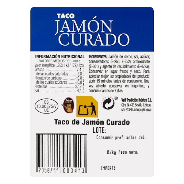 Taco jamón curado