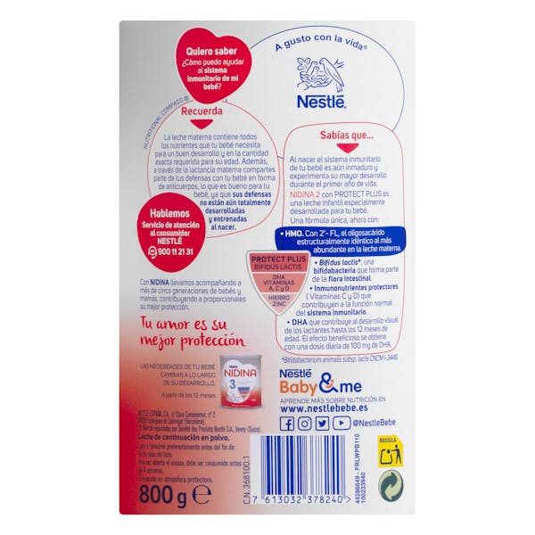 Leche de continuación en polvo 2 Nidina Nestlé