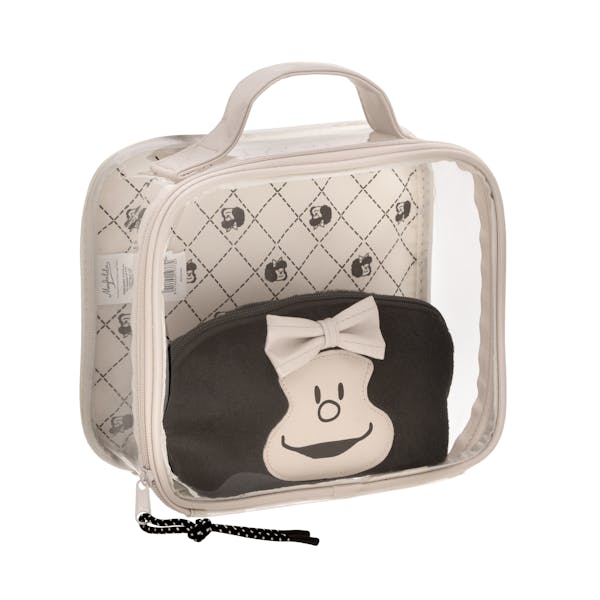 Neceser transparente doble Mafalda grande con asa