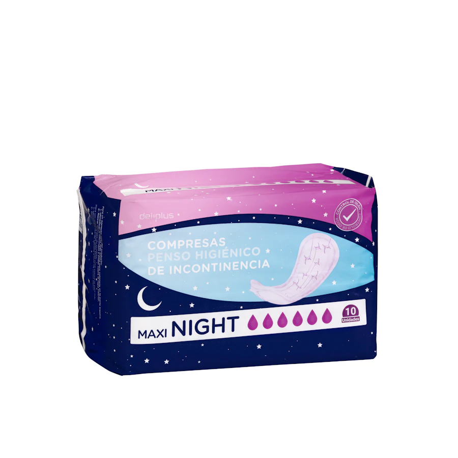 Compresa de incontinencia night maxi Deliplus sin alas – Mercadona – صورة المنتج