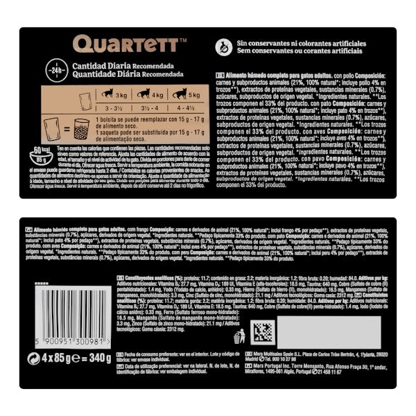 Gelatina gato adulto selección de aves Quartett