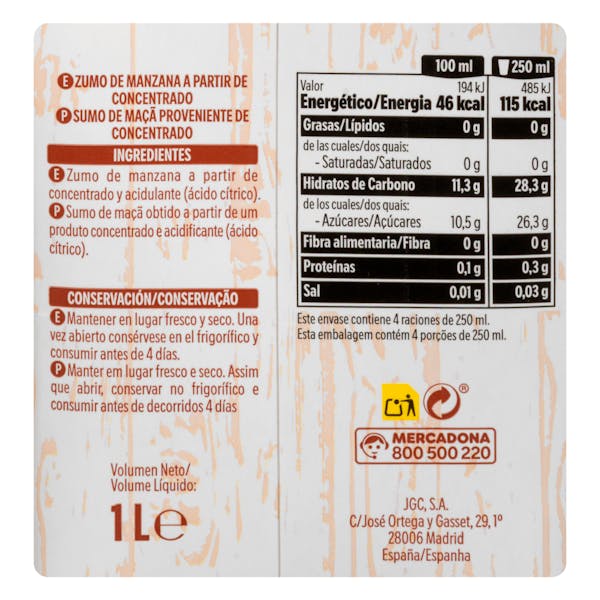 Zumo de manzana Hacendado