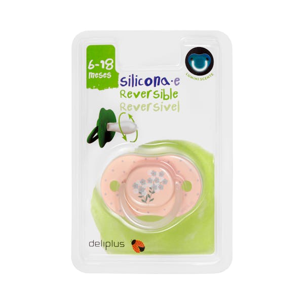 Chupete silicona reversible Deliplus +6 a 18 meses luminiscente