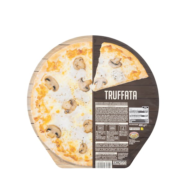 Pizza Truffata con queso, champiñones y trufa Hacendado ultracongelada