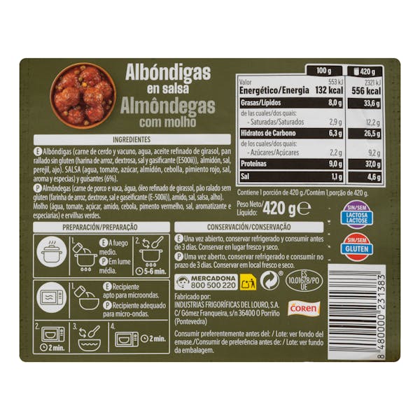 Albóndigas en salsa Hacendado
