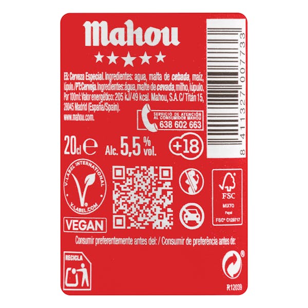 Cerveza especial mini Mahou