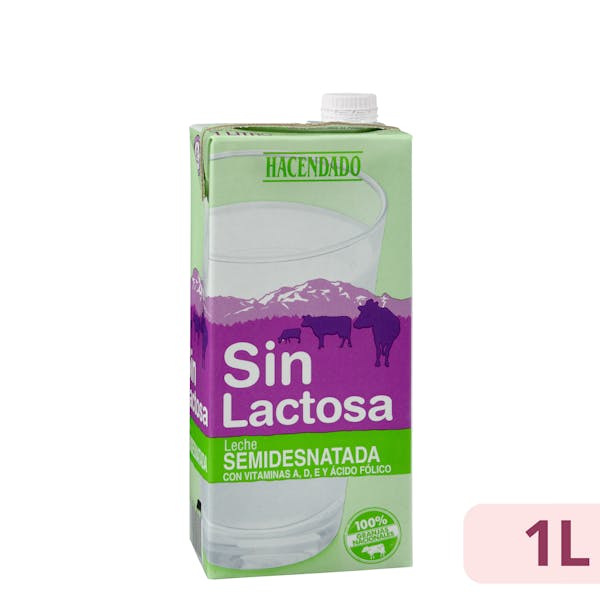 Leche semidesnatada sin lactosa Hacendado 1 l. en Mercadona