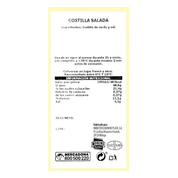 Etiqueta / ingredientes