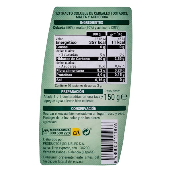 Cereales solubles con achicoria Hacendado