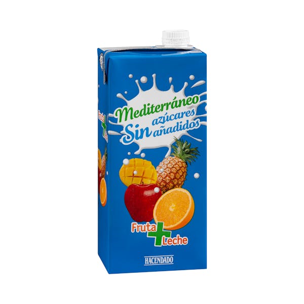 Fruta + leche mediterráneo Hacendado sin azúcares añadidos