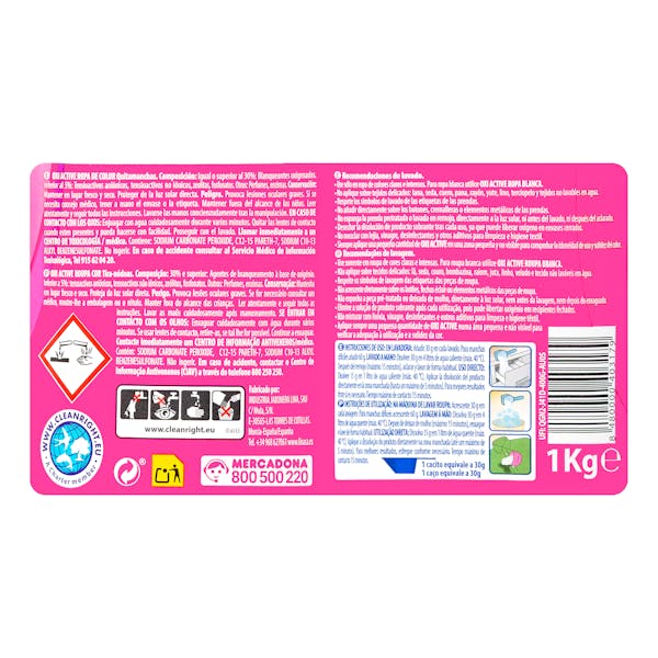 Activador Quitamanchas ropa de color Oxi Active Bosque Verde en polvo