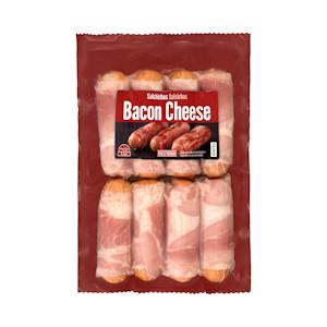 Mini salchichas Bacon Cheese Hacendado con queso envueltas en bacon