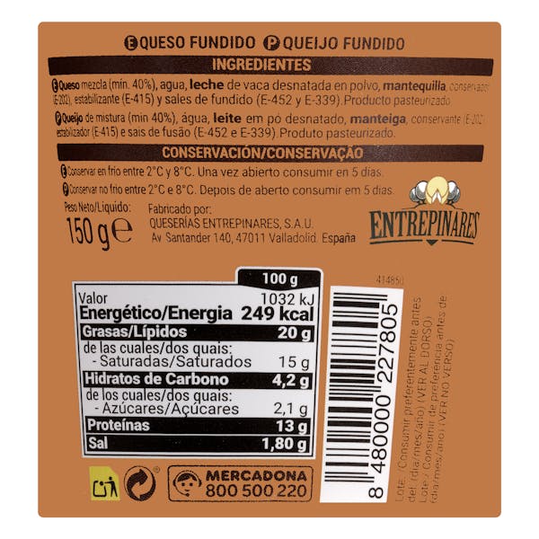 Crema de queso viejo tostado mezcla Hacendado