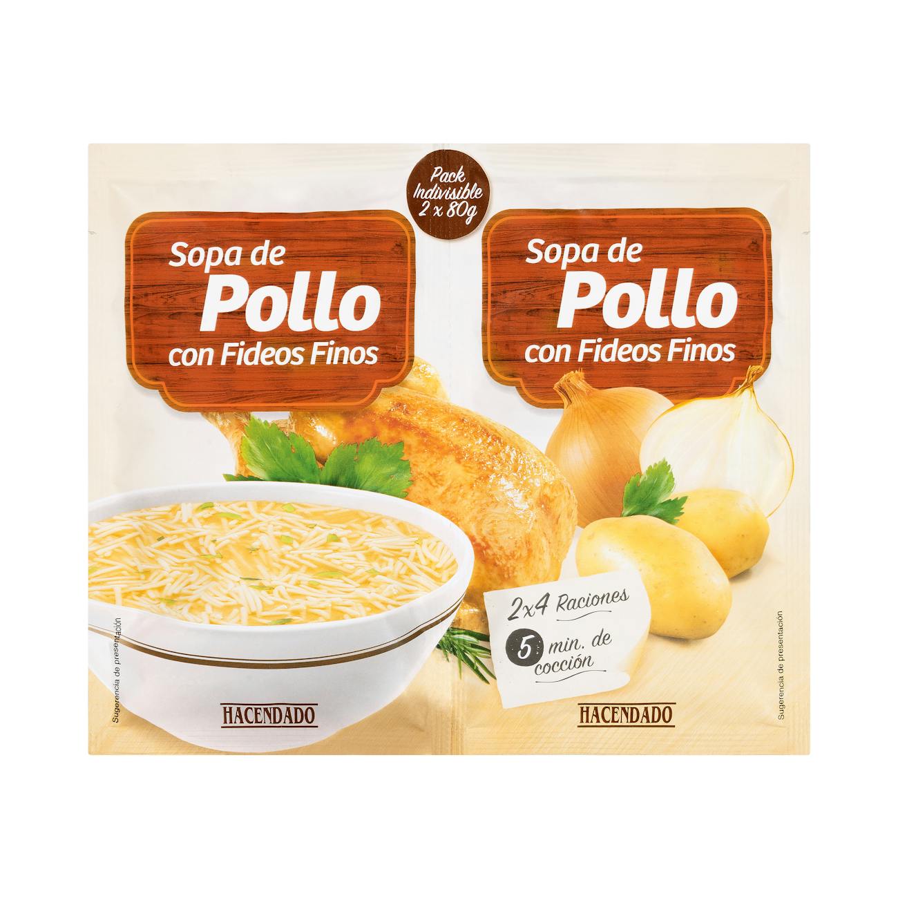 Sopa de pollo Hacendado con fideos finos