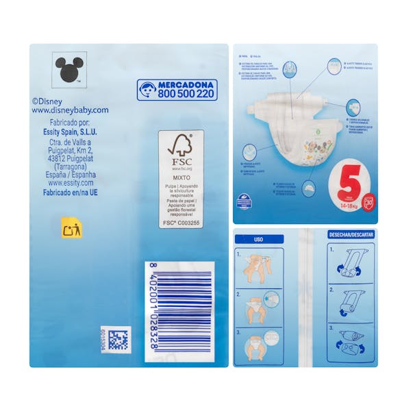 Pañales bebé talla 5 Deliplus de 14-18 kg