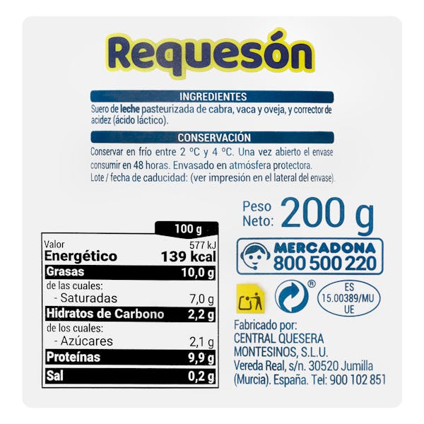 Requesón mezcla Hacendado