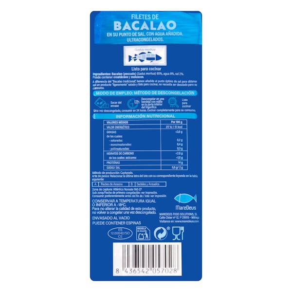 Filetes de bacalao MareDeus ultracongelado