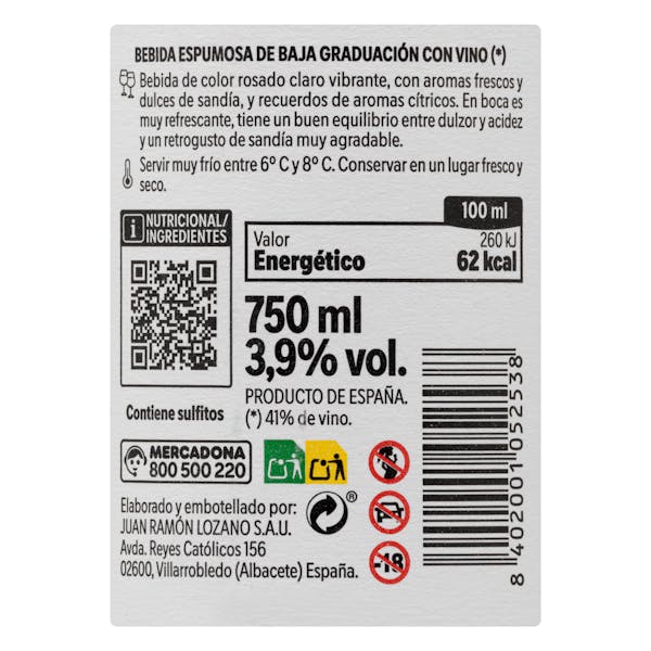 Frizzante sabor sandía Piccolo Giovanni