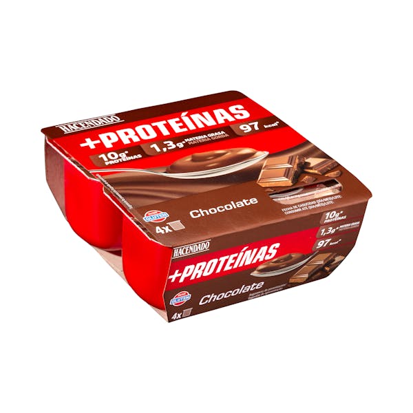 Natillas con chocolate +Proteínas Hacendado 1,3 g m.g 10 g proteínas
