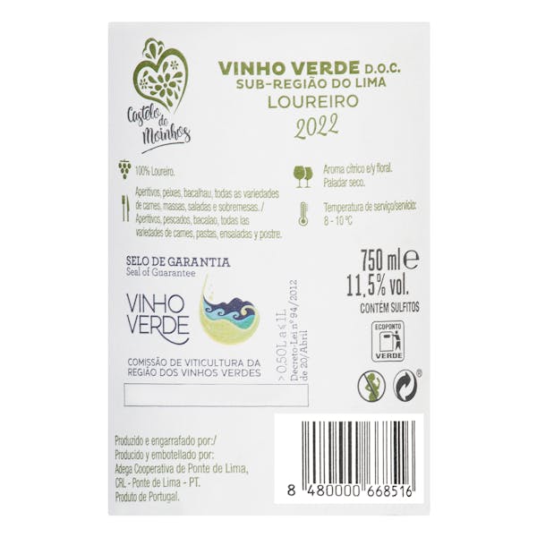 Vino verde Loureiro Castelo de Moinhos DO Portugal