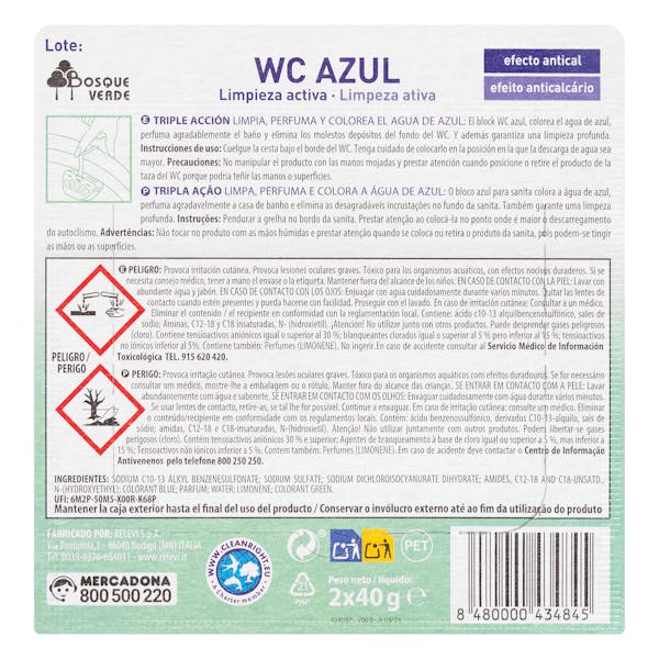 Colgador WC Azul limpieza activa Bosque Verde