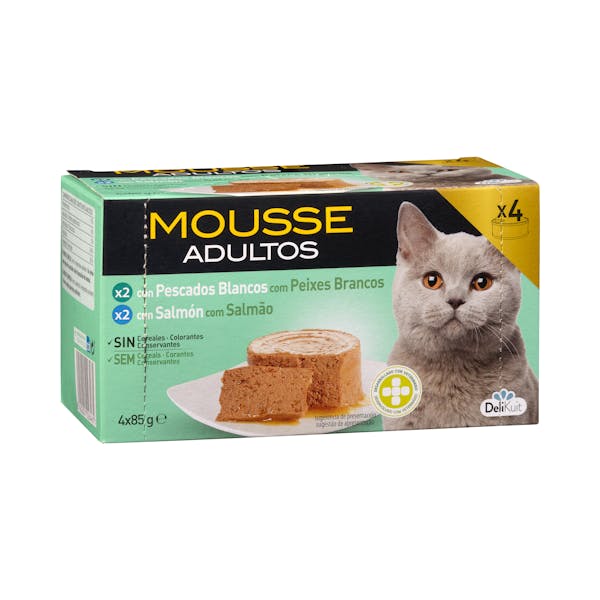 Mousse con lenguado y salmón gato adulto Delikuit
