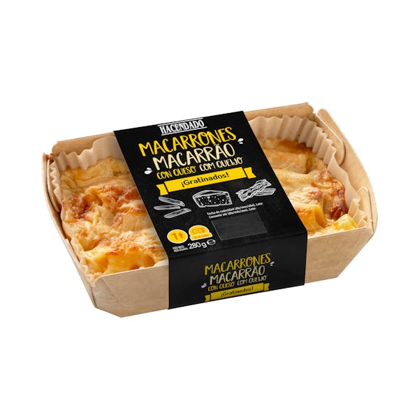 Macarrones Mac & Cheese Bacon Hacendado gratinados
