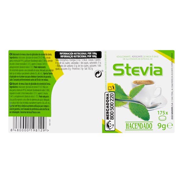 Edulcorante en pastillas stevia Hacendado