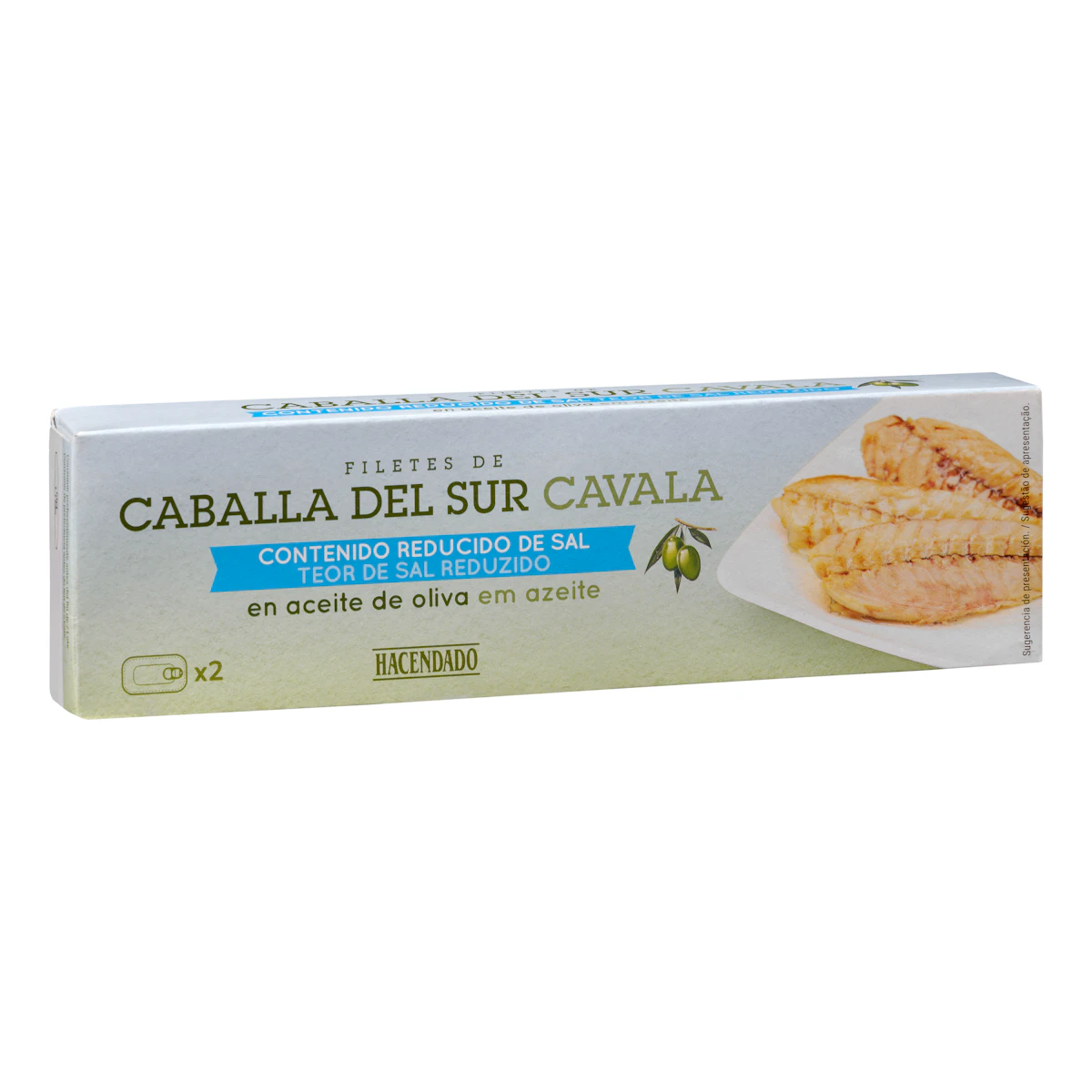 Filetes de caballa del sur contenido reducido en sal Hacendado en aceite de oliva – Mercadona – صورة إعلانية للمنتج