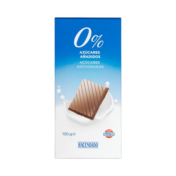 Chocolate extrafino con leche Hacendado 0% azúcares añadidos