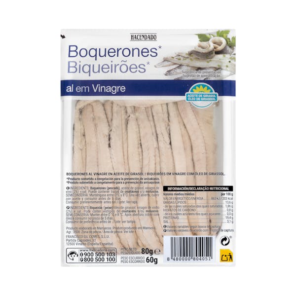 Boquerones en vinagre Hacendado en aceite de girasol