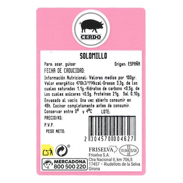 Solomillo de cerdo