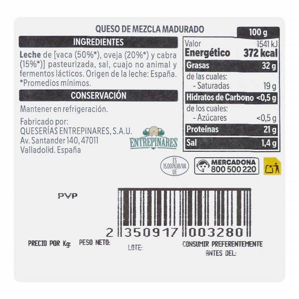 Queso tierno mezcla Hacendado