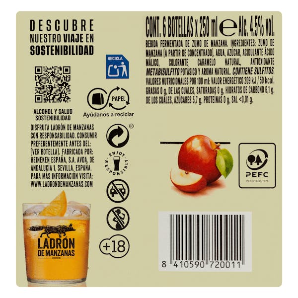Bebida cider con gas Ladrón de manzanas