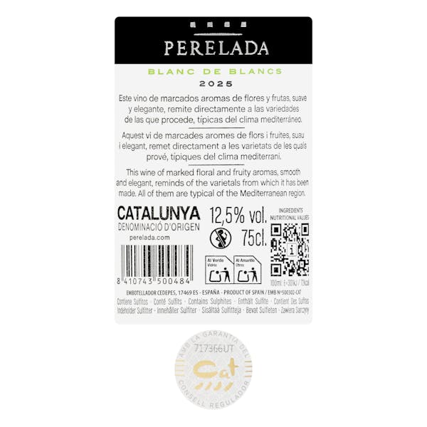 Vino blanco Blanc de Blancs Perelada DO Catalunya