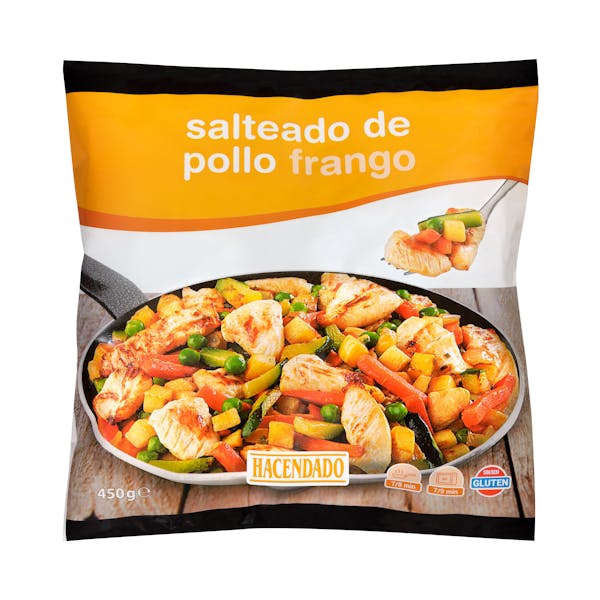 Salteado de pollo Hacendado ultracongelado