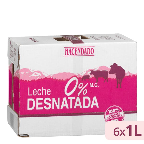 Leche desnatada Hacendado 6 l. en Mercadona