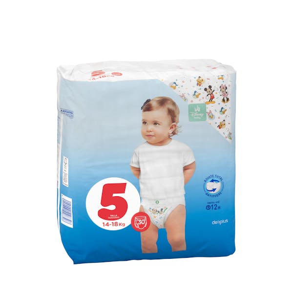 Pañales bebé talla 5 de 14-18 kg Deliplus