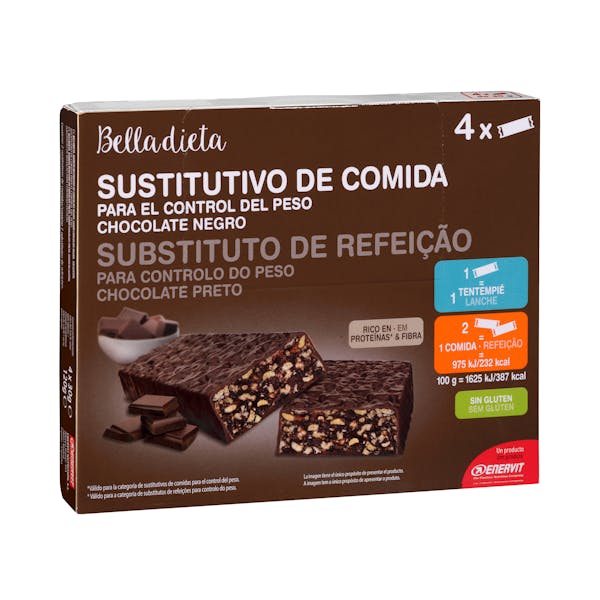 Barritas Sustitutivo de comida Belladieta sabor chocolate negro